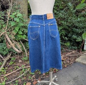 Vintage Lee Blue Denim Midi Skirt